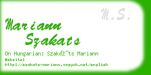 mariann szakats business card